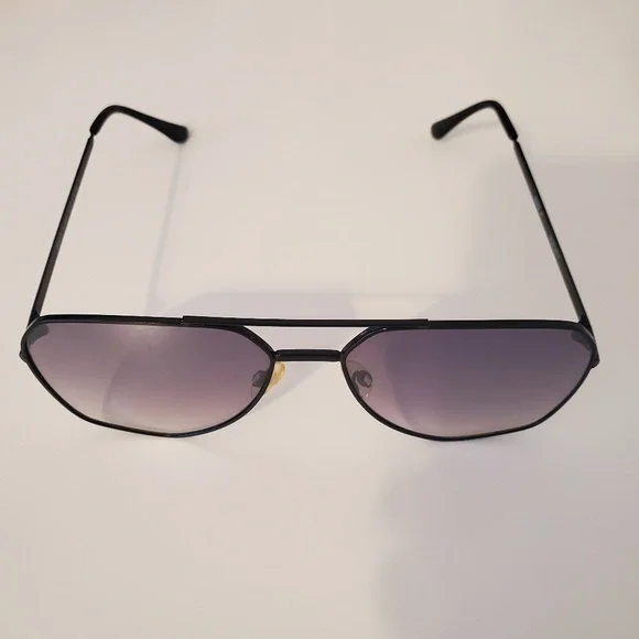 Forever 21 Modern Geometric Purple Ombre Black Wire Frame Aviator Sunglasses - Picture 4 of 9